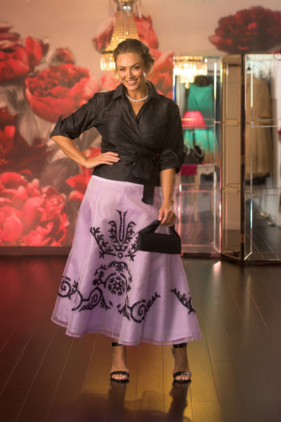 Lace Applique Skirt - Lavender + Black for the Mother of the Bride / Groom