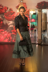Lace Applique Skirt - Sage + Black for the Mother of the Bride / Groom