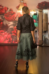 Lace Applique Skirt - Sage + Black for the Mother of the Bride / Groom