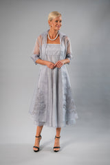 Tea Length Dress - Silver for the Mother of the Bride / Groom