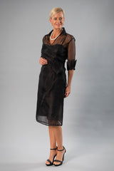 Cocktail Organza Wrap Dress - Black for the Mother of the Bride / Groom