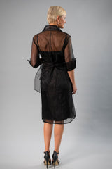 Cocktail Organza Wrap Dress - Black for the Mother of the Bride / Groom
