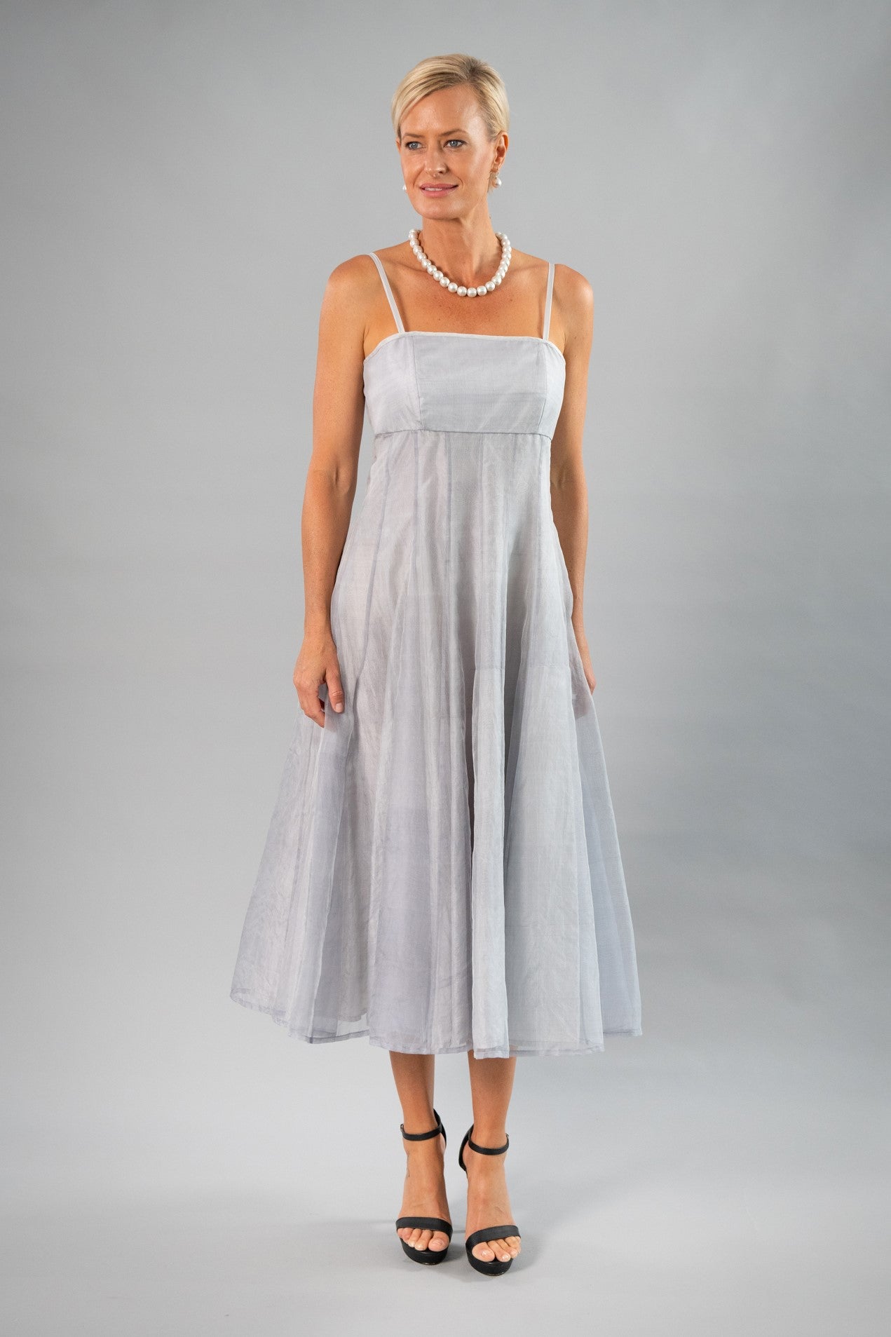 Living Silk US - Tea Length Dress Silver - Mother of Bride & Groom Dresses