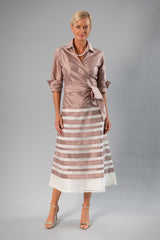 Zambi Tea Length Skirt - Coffee + Ivory for the Mother of the Bride / Groom
