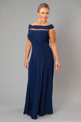 Navy Blue Floor Length Off the Shoulder Gown for the Mother of the Bride / Groom 