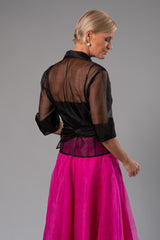 Organza Classic Wrap Shirt - Black for the Mother of the Bride / Groom