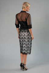 Organza Classic Wrap Shirt - Black for the Mother of the Bride / Groom