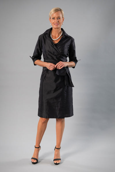 Cocktail Wrap Dress - Black for the Mother of the Bride / Groom