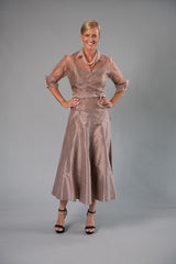 Organza Classic Wrap Shirt - Coffee for the Mother of the Bride / Groom