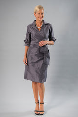 Cocktail Wrap Dress - Gunmetal for the Mother of the Bride / Groom