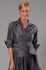 Classic Wrap Shirt - Gunmetal for the Mother of the Bride / Groom
