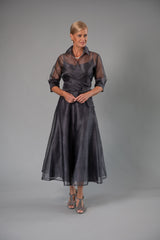Organza Classic Wrap Shirt - Gunmetal for the Mother of the Bride / Groom