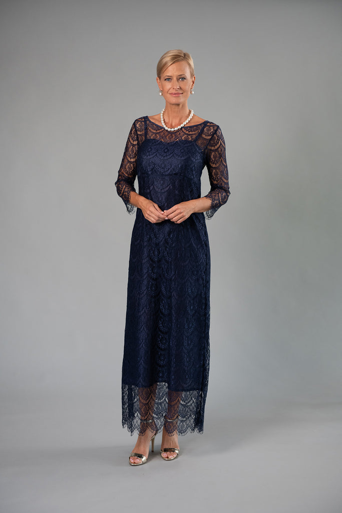 Living Silk US - Madeleine Dress Navy Blue - Mother of the Bride ...