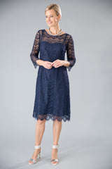 Madeleine Dress - Navy Mother of the Bride / Groom Dress with sleeves
