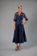 Organza Classic Wrap Shirt - Navy for the Mother of the Bride / Groom