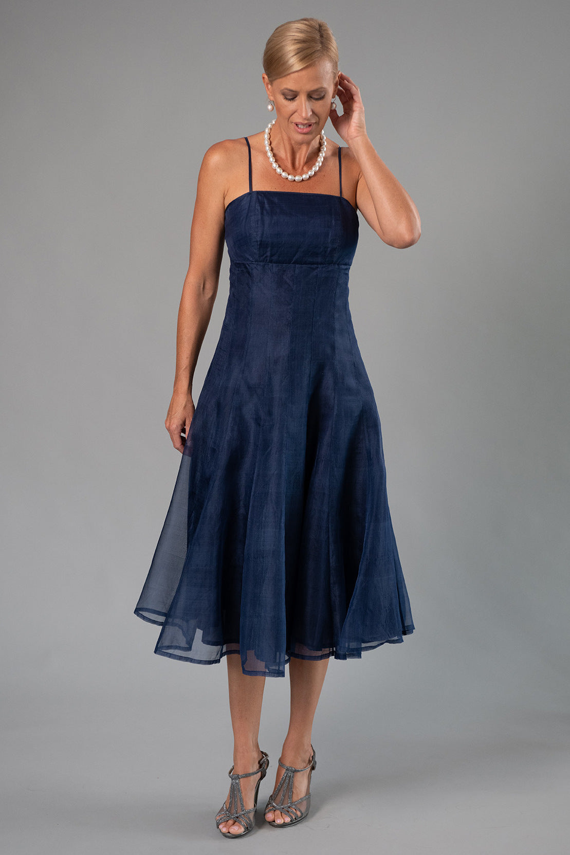 Living Silk US - Tea Length Dress Navy - Mother of Bride & Groom Dresses