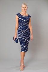 Ribbon Dress - Navy + Silver for the Mother of the Bride / Groom