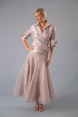 Soft pink pure silk long skirt with matching pure silk shirt with sleeves for the modern and elegant mother of the bride/ groom 