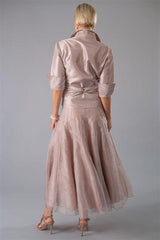 Soft pink pure silk long skirt with matching shirt for the modern and elegant mother of the bride/ groom 