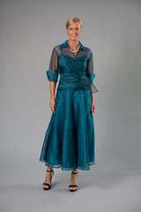 Organza Classic Wrap Shirt - Teal for the Mother of the Bride / Groom